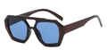 Lunettes de soleil à double pont avec monture marron translucide et verres bleus - Standard / Monture marron foncé verres bleus