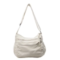 Minimalist cream canvas crossbody tote with multi-zipper pockets and adjustable strap - Off White