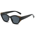 Fashionable black cat eye sunglasses with orange crystal accents and dark grey lenses - Tea Frame Black Temple Grey Lens