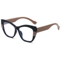 Cat-Eye-Brillengestell aus TR90 in Schwarz und Braun mit Blaulichtfilter-Gläsern - Schwarzer Rahmen Khaki Bügel