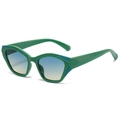 Fashionable green geometric sunglasses with blue-to-yellow gradient lenses and cat-eye frame - Regular / Standard (Incl. 13% Tax) Green Frame / Green Lenses