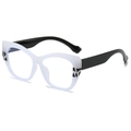 Retro Cat-Eye TR90 Brillengestell in Weiß mit schwarzen Bügeln und Tiermuster - Weißer Rahmen Schwarze Bügel