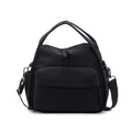 Borsa a tracolla versatile in nylon nero con scomparti a zip e cinturino largo - Nero