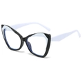 Cat eye glasses featuring black frame and white temples with blue light blocking lenses - Black Frame White Temples
