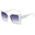 Chic oversized rectangle sunglasses with white frame and purple gradient lenses - White Frame Gray Lens