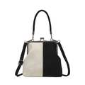 Sac à main vintage bicolore noir et blanc avec fermoir à baiser et fini mat - Noir & Blanc