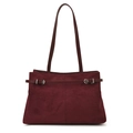 Bolso tote grande vintage burdeos mate con hebilla plateada para mujer moderna - Rojo