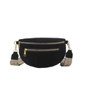 Schwarze Wildleder-Gürteltasche mit Boho-Gurt und goldenen Reißverschlüssen - Schwarz