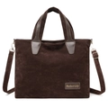 Grande borsa tote retrò in pelle scamosciata marrone scuro con tracolla regolabile - caffè
