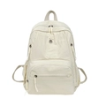 Zaino minimalista in nylon bianco crema con tasche multiple e finitura impermeabile - Bianco