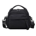 Veelzijdige zwarte geruite nylon crossbodytas met ontwerp met meerdere zakken - Zwart