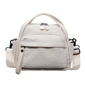 Minimalistische crèmewitte nylon crossbodytas met dubbele handvatten en brede riem - Wit
