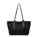 Bolso tote de ante sintético negro con correas de cuero y logo Wednesday para mujer - Negro