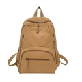Khaki multi-pocket nylon backpack with large capacity and adjustable straps - Brown