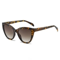 Occhiali da sole cat-eye retrò con montatura tartarugata e lenti marroni sfumate di profilo - Montatura Leopardata Lenti Marroni Sfumate