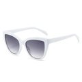 Retro cat-eye sunglasses with thick white frames and gradient grey lenses for women - White Frame Gray Lens