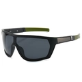 Outdoor-Sportsonnenbrille mit schwarzem Rahmen und olivgrünen Bügeln in Vorderansicht - Normal / Schwarzer Rahmen Schwarz Graue Gläser