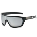 Occhiali da sole sportivi con montatura nera opaca e lenti a specchio argento - Regolare / Montatura Nera Specchio Argento