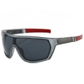 Transluzente graue Radsport-Sonnenbrille mit rot-schwarzen Bügeln für den Outdoorsport - Normal / Durchscheinender grauer Rahmen Graues Glas