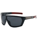 Outdoor-Sport-Radbrille mit schwarzem Rahmen, roten Details und dunkelgrauen Polgläsern - Normal / Blauer Rahmen Graue Linsen