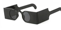 Gafas de sol negras estilo cyberpunk pixel con montura cuadrada y lentes oscuras redondas - Montura Negra Lente Gris