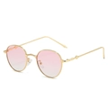 Retro oval sunglasses with gold metal frame and pink gradient lenses for fashion - Regular / Regular (Inc. 13% VAT) Gold Frame Gradient Pink Lenses