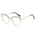 Occhiali chic a occhio di gatto in acciaio inossidabile dorato con accenti di perle sull'asta - Montatura Oro Marrone