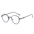 Retro oval sunglasses with matte black frames and clear blue light blocking lenses - Regular / Standard (Incl. 13% VAT) Black Frame Plain Lens