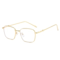 Square gold metal glasses frames with unique wavy temples and large fashion lenses - Regular / Gold Frame White Lens