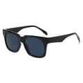 Occhiali da sole quadrati alla moda con montatura nera lucida e lenti blu chiaro - Montatura Nera Lenti Grigie