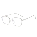 Silver square sunglasses with metal frame and blue light blocking lenses in minimalist style - Regular / Silver Frame Clear Lenses