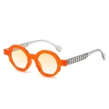 Retro round sunglasses with bright orange frames and gradient lenses for a stylish look - Orange Frame Gradient Yellow Lens