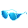 Punk-Sonnenbrille mit ovalem, hellblauem transparentem Rahmen und flügelartigen Details - Normal / Standard (inkl. 13% MwSt.) Blauer Rahmen mit blauen Gläsern