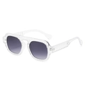 Lunettes aviateur rétro avec monture rayée transparente et verres dégradés violets - Monture transparente Verres doubles gris