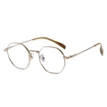 Montatura per occhiali poligonale in titanio oro ultraleggera da donna dal design minimalista - Montatura Tè Gunmetal
