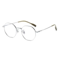 Ultralight silver titanium polygonal eyeglasses frame with minimalist retro design - All Silver Frame