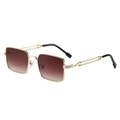 Retro square sunglasses with gold metal frames and brown gradient lenses on white background - Gold Frame Gradient Tea
