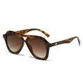 Gafas de sol aviador retro de gran tamaño con montura de carey y lentes degradadas marrones - Régulier / Montura de Leopardo Lentes Marrones Degradadas