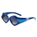 Lunettes de soleil géométriques triangulaires avec monture bleue et verres dégradés gris - Standard / Monture bleu foncé standard avec verres gris double
