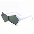 Lunettes de soleil géométriques blanches avec verres vert foncé et monture polygone - Monture Blanche Verres G15