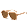 Gafas de sol aviador oversize nude vintage con lentes marrones y detalle de ala metálica - Régulier / Montura Té Jelly Lente Té