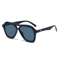 Gafas de sol aviador azul oscuro con detalles plateados en forma de ala en patillas - Régulier / Montura Azul Lentes Grises