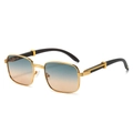 Retro rectangle sunglasses with gold metal frames and blue-orange gradient lenses - Gold Frame Blue Tea Lens