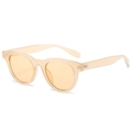 Retro beige translucent sunglasses with vibrant yellow tinted lenses and metal rivets - Regular / Standard Sunglasses (Incl. 13% VAT) - Transparent Pink Frame & Champagne Lenses