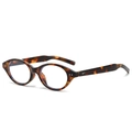 Montatura occhiali ovale classica tartarugata da donna con dettagli in argento - Montatura Leopardata / Lente Chiara (Anti-Luce Blu)