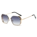 Retro geometric square-round metal sunglasses with gold frame and grey gradient lenses - Gold Frame Gradient Grey Lens