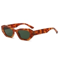 Fashionable irregular geometric sunglasses with brown tortoiseshell frame and dark green lenses - Leopard Frame Dark Green Lens
