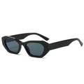 Fashionable black irregular geometric sunglasses with thick frames and dark grey lenses - Black Frame Grey Lens
