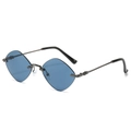 Occhiali da sole senza montatura da donna con lenti blu e stanghette intagliate - Montatura Gunmetal Lente Grigia