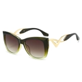 Green gradient cat eye sunglasses with artistic golden metallic curved temples - Regular / Regular (Inc. 13% VAT) Green Frame with Tea Lenses